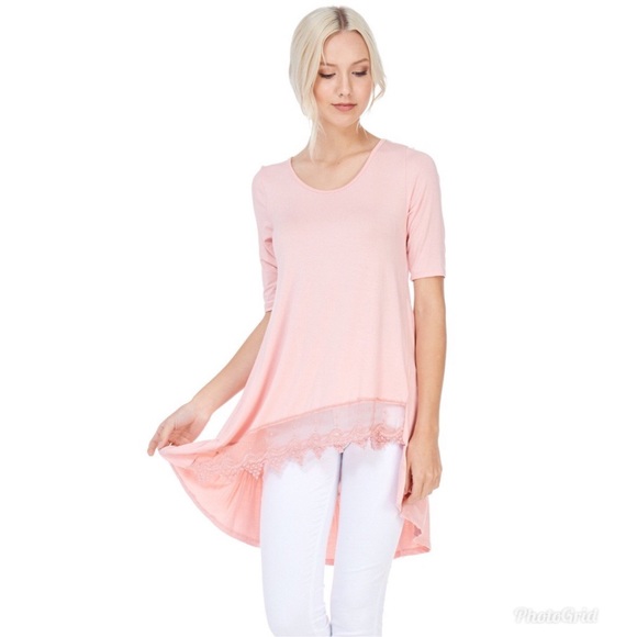 Tops - 🌷 Blush Short Sleeve High Low Tunic